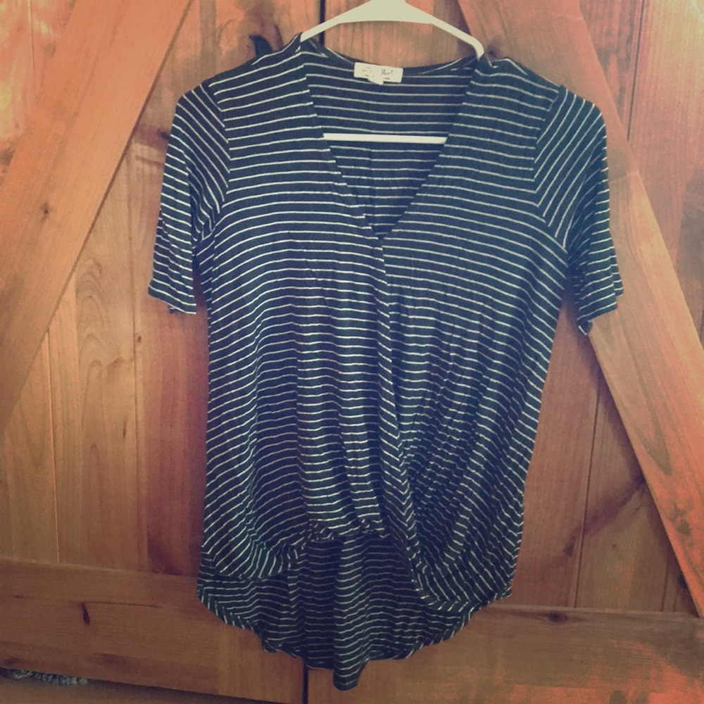 Dark Green Cross drape blouse
